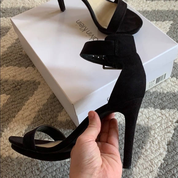 Calvin Klein | Shoes | Black Calvin Klein Ankle Strap Heels Size 75 |  Poshmark